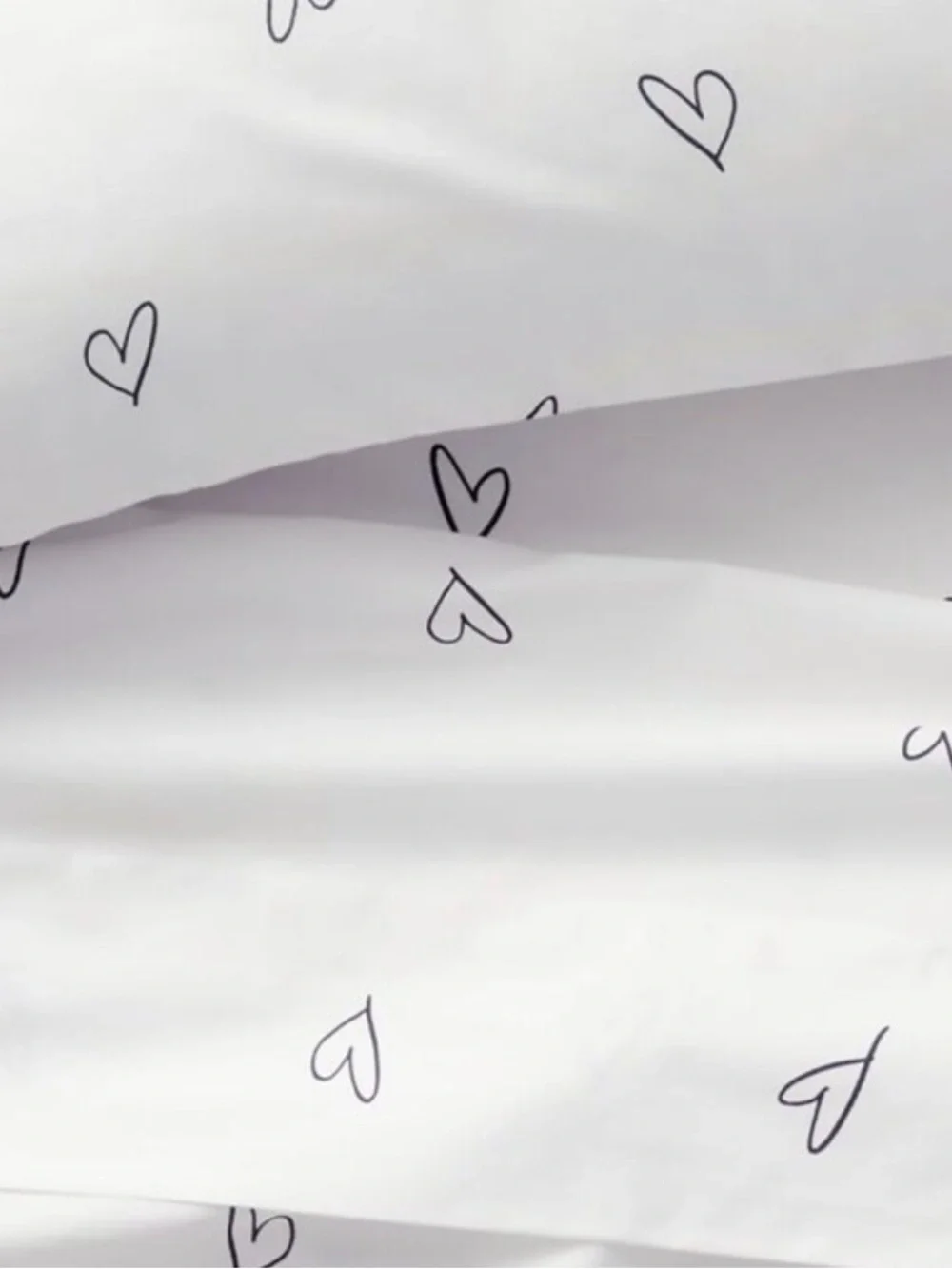 Crate&Barrel White Pillowcases with Black Heart Print